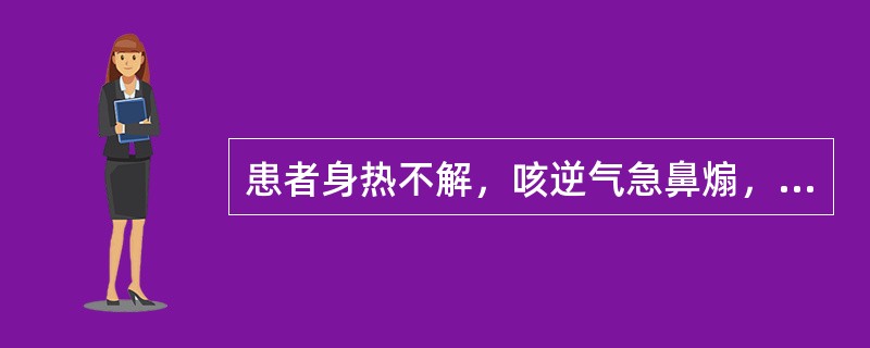 患者身热不解，咳逆气急鼻煽，口渴，汗出不畅，舌红苔薄黄，脉浮数。治宜选用（）。