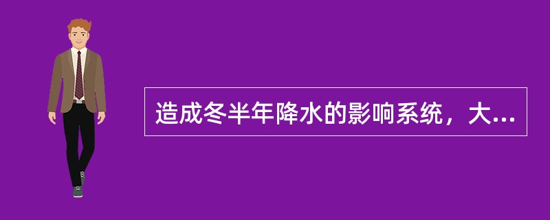 造成冬半年降水的影响系统，大致可分为五类，即南方气旋、（）、（）、（）和南支槽。