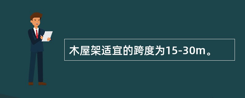 木屋架适宜的跨度为15-30m。