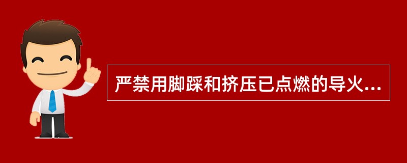 严禁用脚踩和挤压已点燃的导火索。