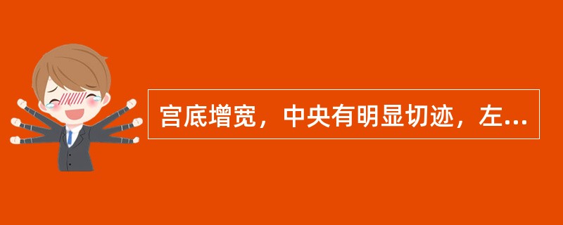 宫底增宽，中央有明显切迹，左右双角把宫底部宫腔分为左右两个，并向下延续成两个子宫