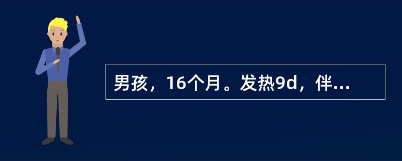 男孩，16个月。发热9d，伴反复皮疹住院。体检：体温39℃，眼结膜充血，口唇鲜红