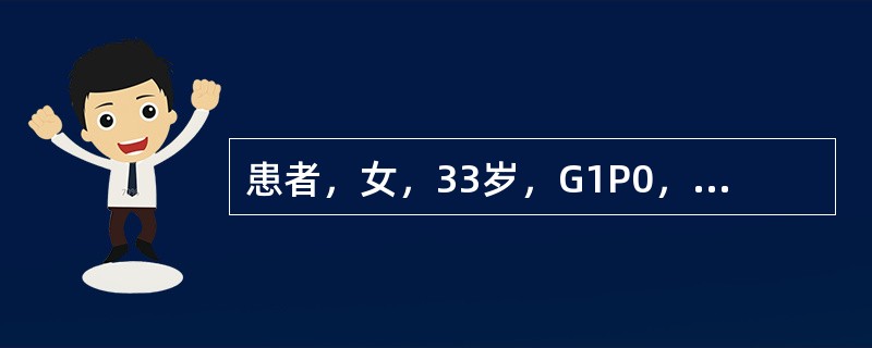 患者，女，33岁，G1P0，因"月经量增多近1年’来诊。妇科检查：子宫增大如妊娠