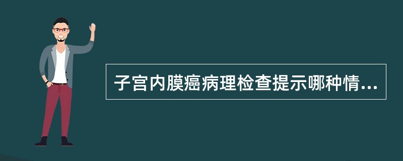 子宫内膜癌病理检查提示哪种情况恶性程度最高（）。