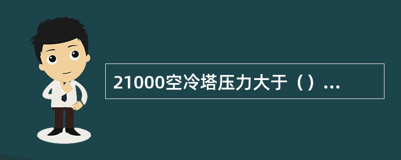 21000空冷塔压力大于（）MPa或小于（）MPa，空冷塔液位大于（）mm，空冷