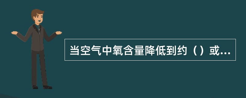 当空气中氧含量降低到约（）或（）时，一般燃烧物料的火焰就会熄灭。