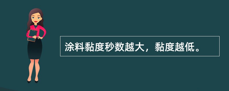 涂料黏度秒数越大，黏度越低。