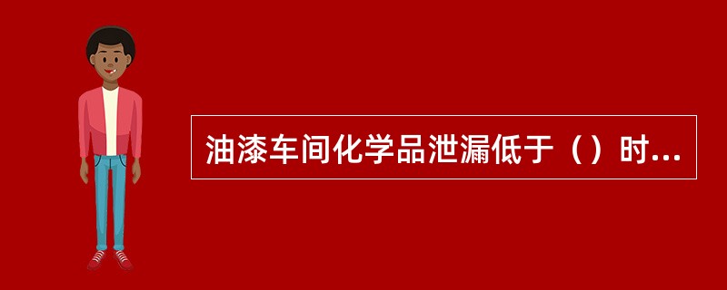 油漆车间化学品泄漏低于（）时员工应立即自行进行紧急处理。