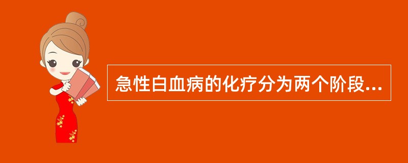 急性白血病的化疗分为两个阶段，即______________和_________