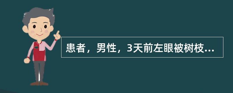 患者，男性，3天前左眼被树枝划伤，现觉左眼怕光流泪，不愿睁眼，疼痛难忍。眼部检查