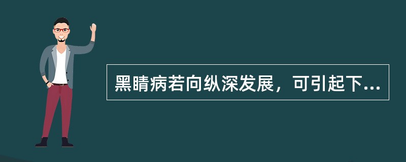 黑睛病若向纵深发展，可引起下列并发症，除了（）。