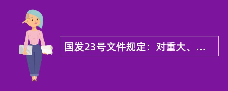 国发23号文件规定：对重大、特别重大生产安全责任事故负有主要责任的企业，其主要负