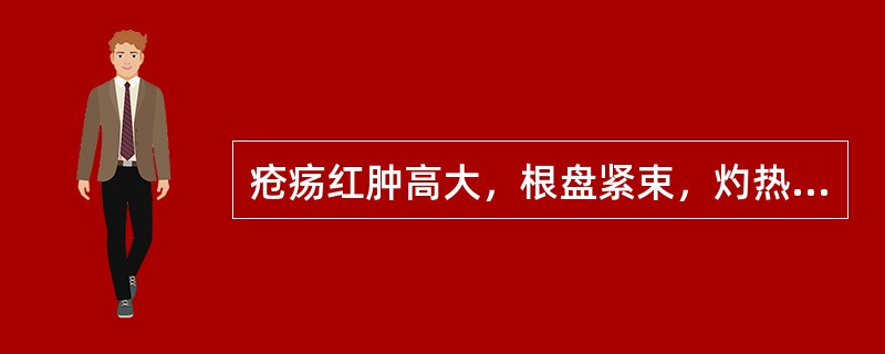 疮疡红肿高大，根盘紧束，灼热疼痛，诊断为（）。