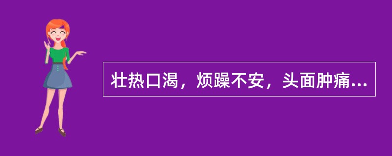 壮热口渴，烦躁不安，头面肿痛，咽喉疼痛加剧，舌红苔黄，脉数实，宜用（）。