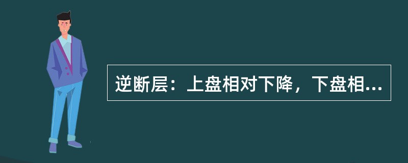 逆断层：上盘相对下降，下盘相对上升。