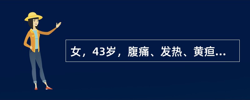 女，43岁，腹痛、发热、黄疸1天，体温40℃，脉搏120次／分，血压70／50m