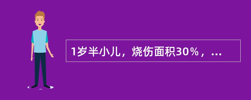 1岁半小儿，烧伤面积30％，Ⅱ度占5％、Ⅲ度占25％，有效补液量是（）