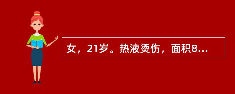 女，21岁。热液烫伤，面积80％，伤后15个小时开始接受正规液体复苏治疗，伤后4