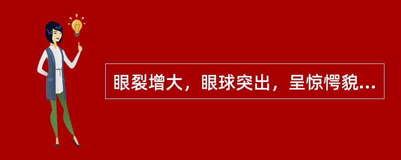 眼裂增大，眼球突出，呈惊愕貌，此种面容是（）。