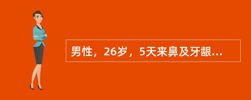 男性，26岁，5天来鼻及牙龈出血，皮肤瘀斑。血红蛋白55g/L，白细胞10.0&