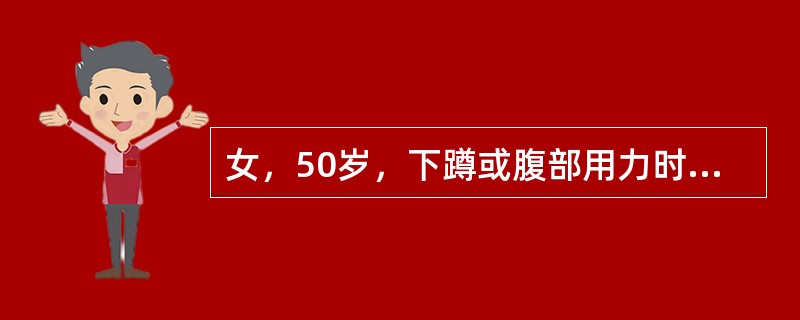 女，50岁，下蹲或腹部用力时，出现不由自主的流尿，其诊断初步考虑是（）