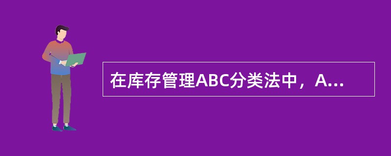 在库存管理ABC分类法中，A类物品占库存总数的15%，其库存成本占总成本的70%