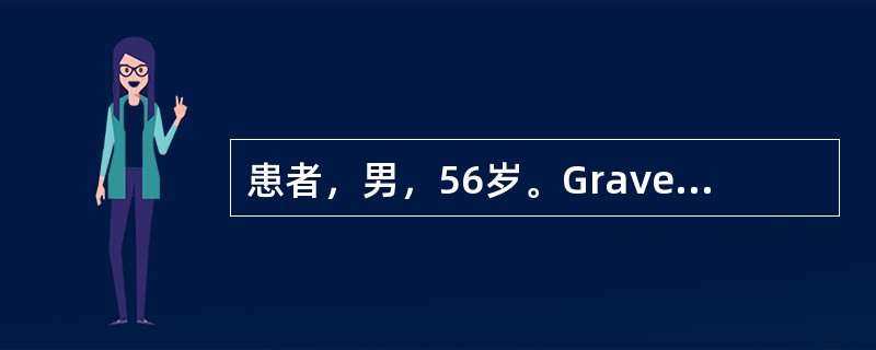 患者，男，56岁。Graves病史6年，不规则治疗，近一个月来心悸明显。查体：无