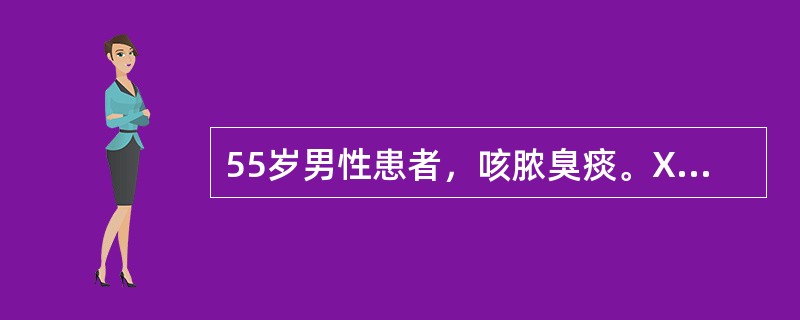 55岁男性患者，咳脓臭痰。X线胸片示右肺中叶有一空洞内有液平，可能引起该表现的有