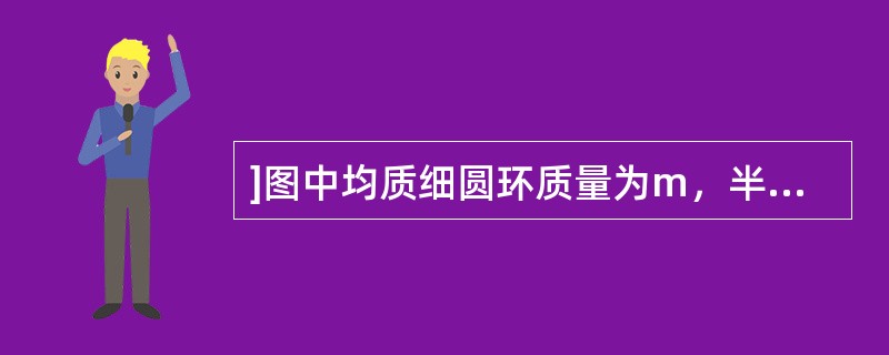 ]图中均质细圆环质量为m，半径为R，可绕环上O点并垂直于圆环平面的轴转动。已知角