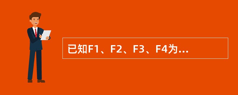已知F1、F2、F3、F4为作用于刚体上的平面共点力系，其力矢关系如图所示为平行
