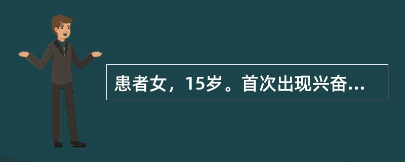 患者女，15岁。首次出现兴奋，言行紊乱10天入院。患者10天前因中考成绩不理想，