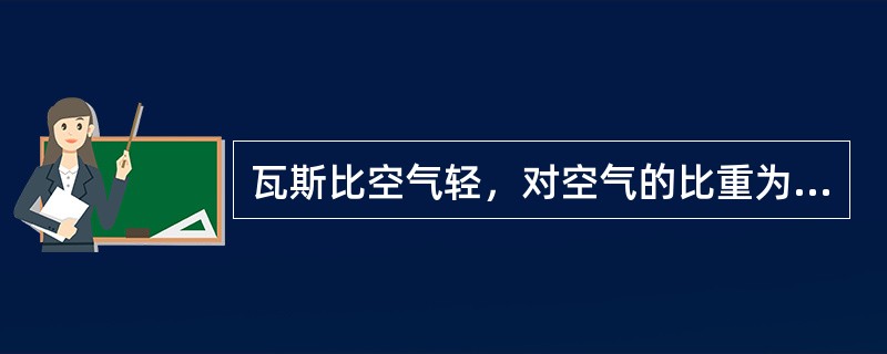 瓦斯比空气轻，对空气的比重为（）。