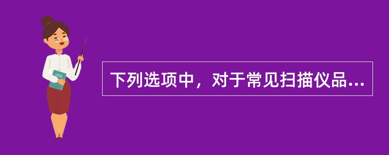 下列选项中，对于常见扫描仪品牌表述错误的是（）。