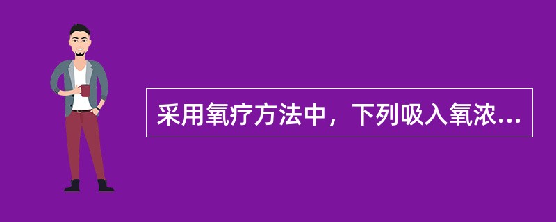 采用氧疗方法中，下列吸入氧浓度最高的一项是()