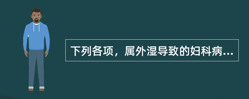 下列各项，属外湿导致的妇科病证是（）