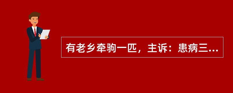 有老乡牵驹一匹，主诉：患病三日，发烧，不食，咳嗽，气喘，大小便正常。你被聘为兽医