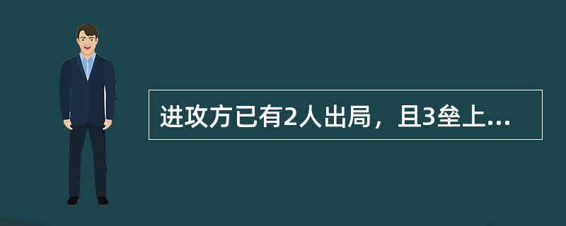 进攻方已有2人出局，且3垒上有跑垒员，击球员采用牺牲触击，接球传杀击球员后，三垒