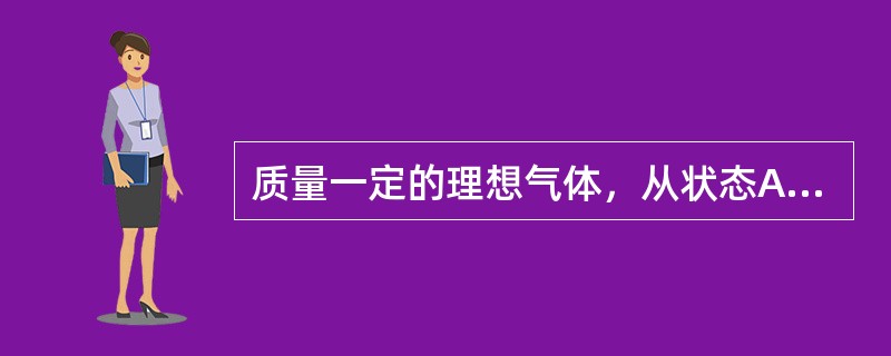 质量一定的理想气体，从状态A出发，分别经历等压、等温和绝热过程（AB、AC、（）