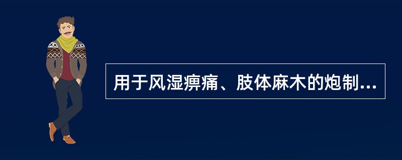 用于风湿痹痛、肢体麻木的炮制品是（）