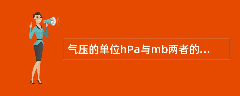 气压的单位hPa与mb两者的关系为（）。