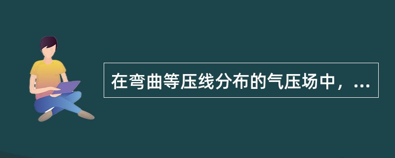 在弯曲等压线分布的气压场中，水平气压梯度的方向为（）。