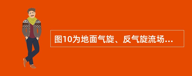 图10为地面气旋、反气旋流场示意图，南半球反气旋为（）。