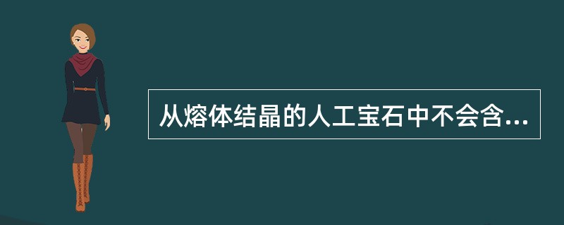 从熔体结晶的人工宝石中不会含：（）.