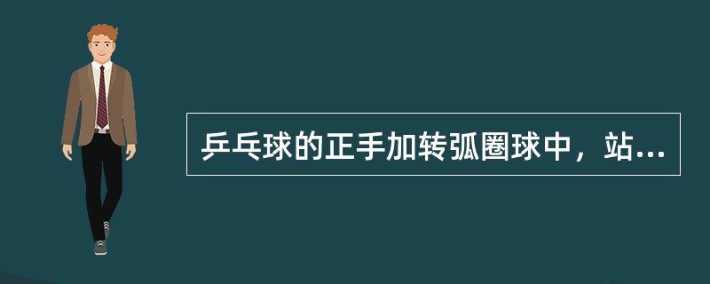 乒乓球的正手加转弧圈球中，站位时重心较低，收腹含胸。引拍时，身体随之（），右肩下