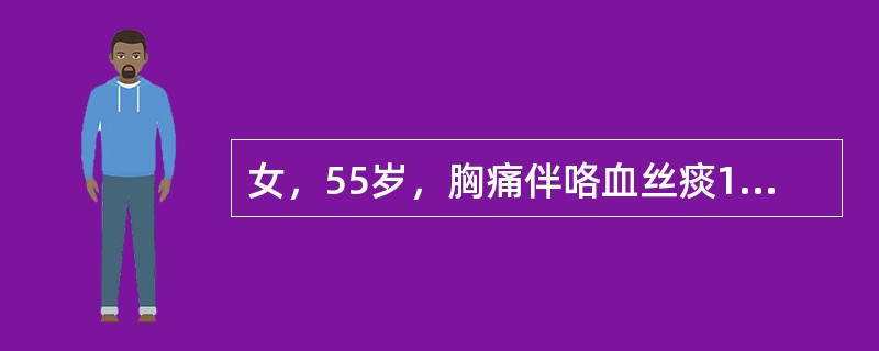 女，55岁，胸痛伴咯血丝痰1周，胸部CT如图，最可能的诊断为（）