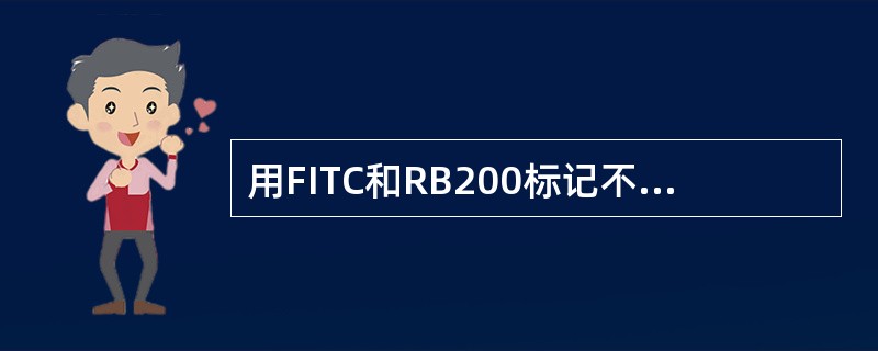 用FITC和RB200标记不同的抗体，对同一一标本作荧光染色为（）