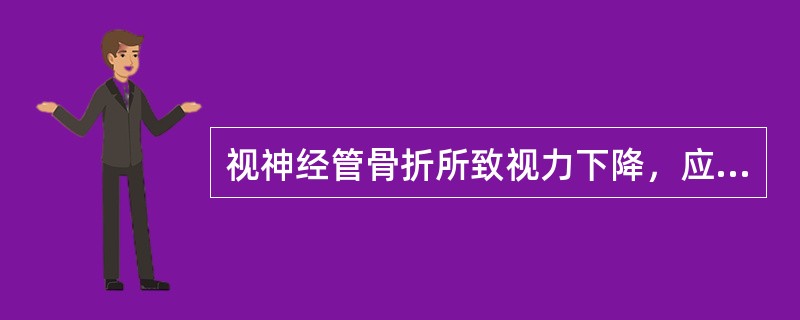 视神经管骨折所致视力下降，应做____，其适应证是筛窦外伤后视力下降，经糖皮质激