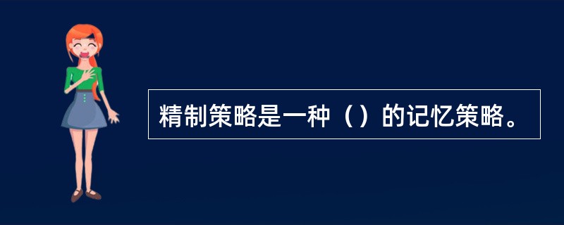 精制策略是一种（）的记忆策略。