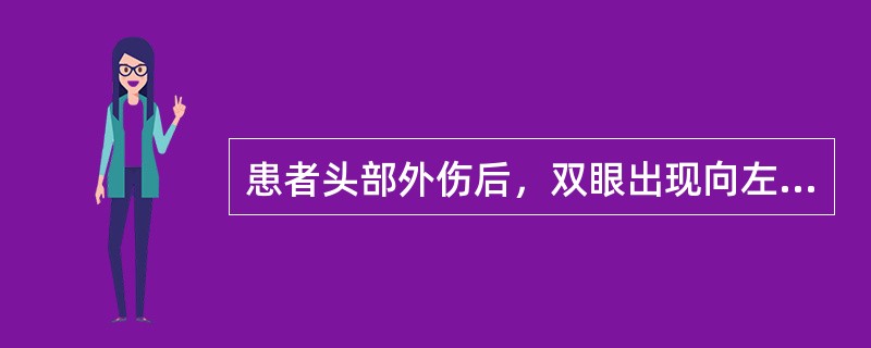 患者头部外伤后，双眼出现向左侧的同向凝视，可考虑有（）。