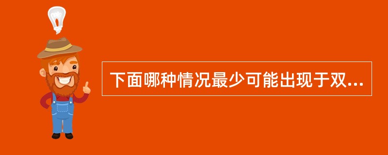 下面哪种情况最少可能出现于双胎妊娠（）